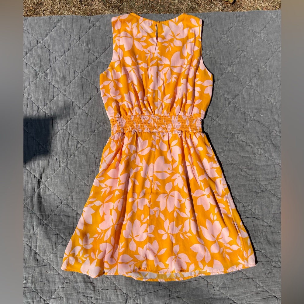 Medium Collective Concepts Orange and Pink Floral Mini Dress